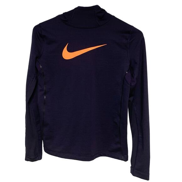 Nike Pro Hyperwarm Girls Purple Hooded Pullover Thumb Holes Size XL - Picture 1 of 4
